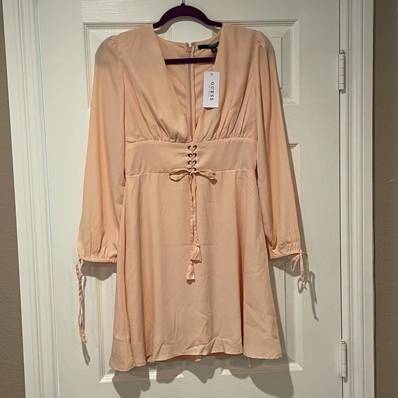 Sexy long sleeve corset dress, size S, light pink - Picture 3 of 4